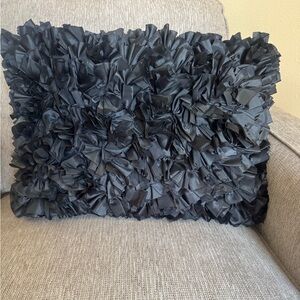 Elegant Black Ruffled Throw Pillow